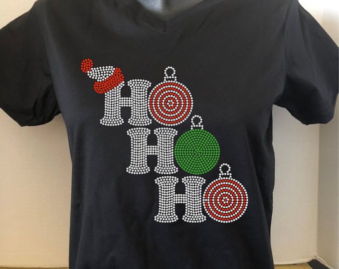 Christmas - Holiday -Ho Ho Ho Rhinestone Shirt