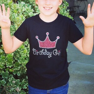 Birthday Girl Crown Rhinestone Girl&#39;s Shirt