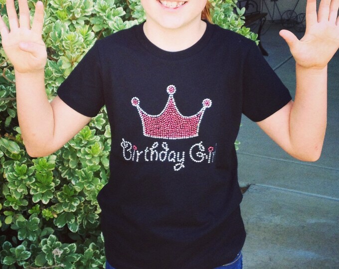 Birthday Girl Crown Rhinestone Girl's Shirt