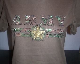 Army Bling Rhinestone T-Shirt
