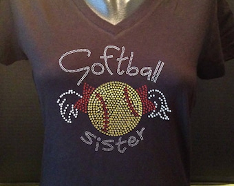 Softball Sister Bling T-Shirt