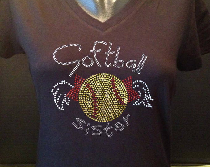 Softball Sister Bling T-Shirt