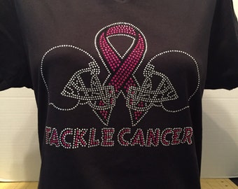 Tackle Cancer Rhinestone Shirt - Breast Cancer Awareness Shirt