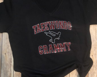 Taekwondo Grammy with Kicker T-Shirt  --Customize Bling Color