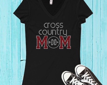 Cross Country Mom Rhinestone Tee | Customize the Stone Color