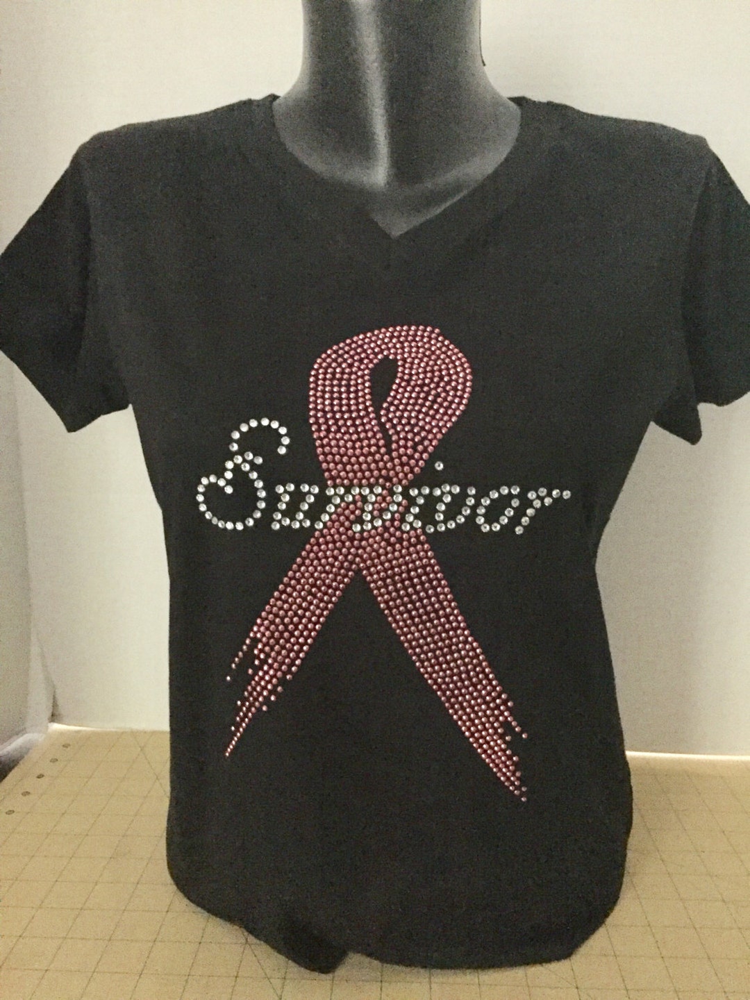 Survivor With Pink Ribbon - Breast Cancer Awareness Shirt - Etsy
