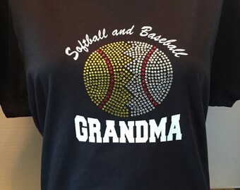 Softball and Baseball Grandma Rhinestone Shirt