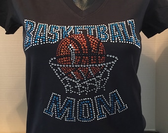 Basketball Mom Bling T-Shirt (Customize the Stone Color)