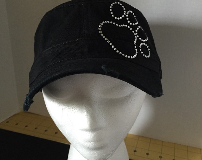 Paw Print Embellished Military Style Cotton Hat