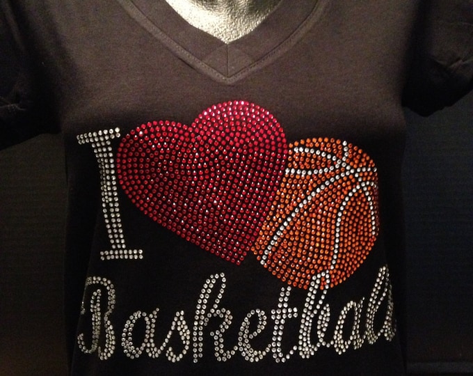 I (Heart) Basketball Rhinestone Shirt
