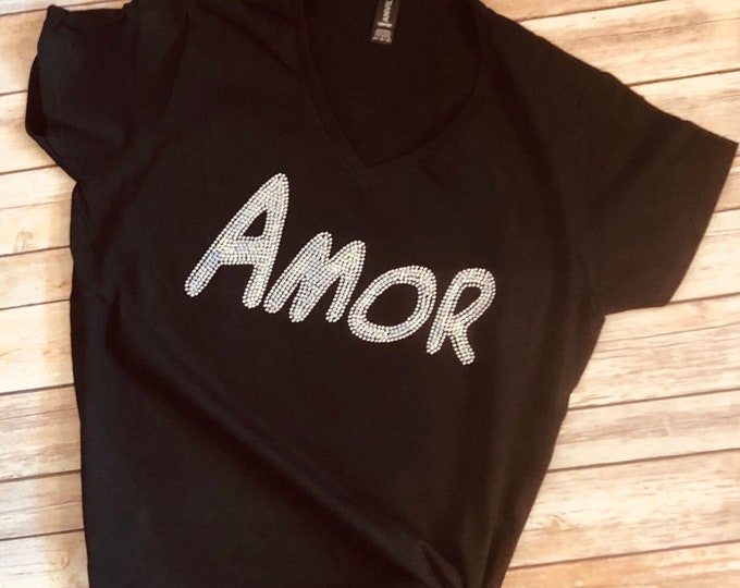 SALE--Valentine's Day Shirts - AMOR Bling Shirt