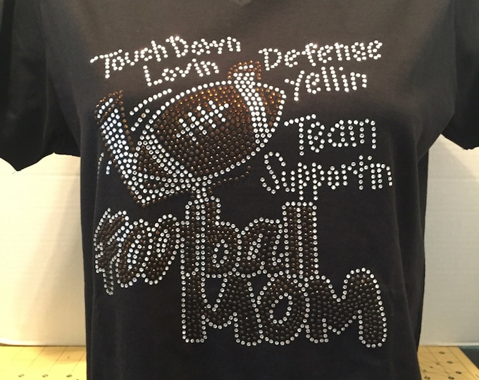 Football Mom - Lovin', Yellin' Supportin' - Football Bling Shirt