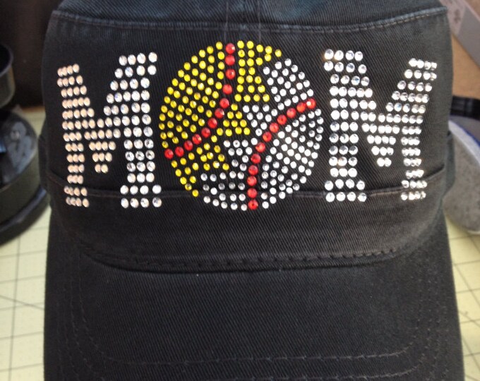 Softball and Baseball Mom Embellished Military Style Cadet Hat