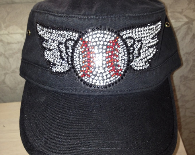 Bling Baseball with Wings Embellished Corps Style (MI) Cotton Hat