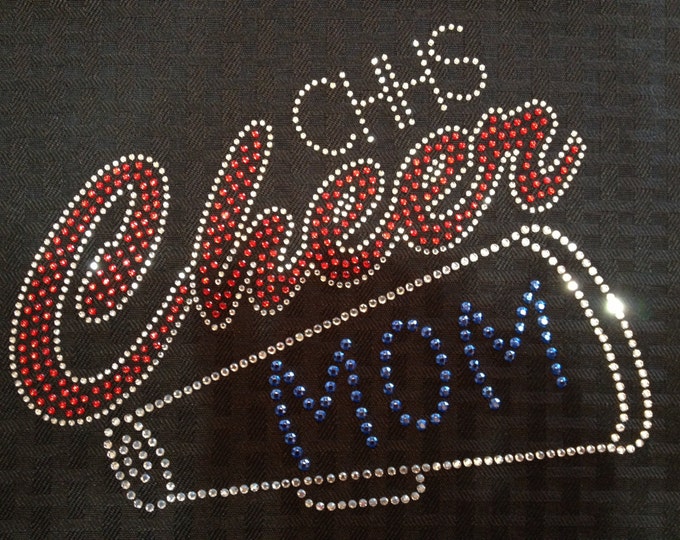 Custom Cheer Mom Bling T-Shirt - Customize School Initials and Stone Colors