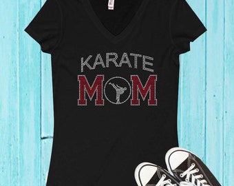 Karate Mom with Kicker Custom Bling T-Shirt