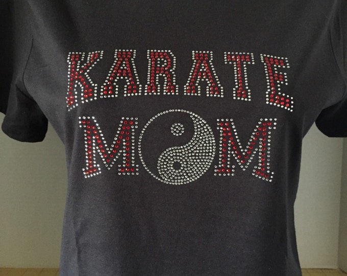 Karate Mom with Ying/Yang Custom Bling T-Shirt