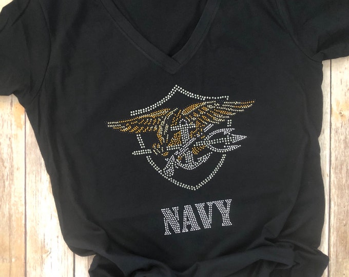 Navy Seals Bling Rhinestone T-Shirt - Holiday Deals