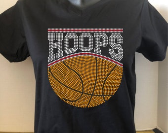 Basketball | Hoops | Bling T-Shirt - Customize the Stone Color