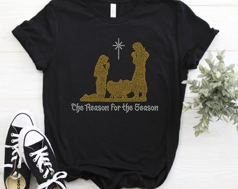 Christmas | Holiday | Nativity | The Reason for the Season Rhinestone Shirt