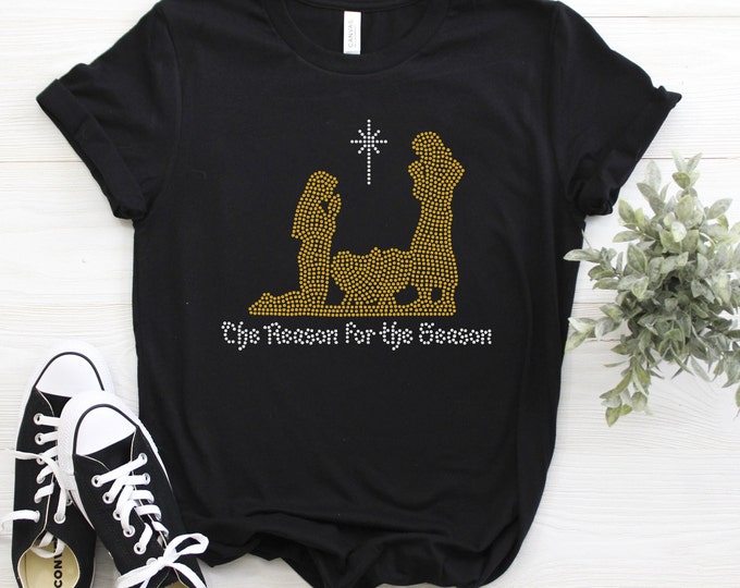 Christmas | Holiday | Nativity | The Reason for the Season Rhinestone Shirt