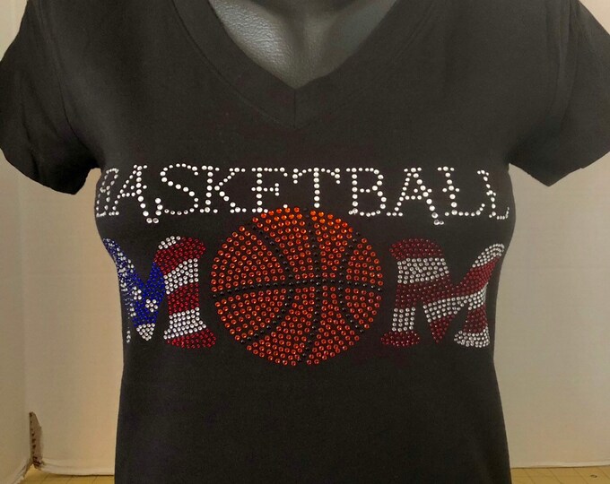 Basketball Mom Patriotic Rhinestone T-Shirt