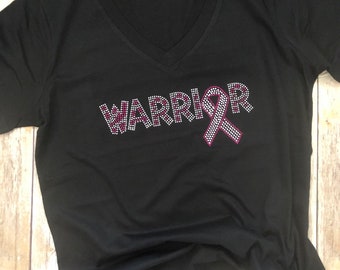 Breast Cancer Awareness - Warrior Rhinestone Shirt