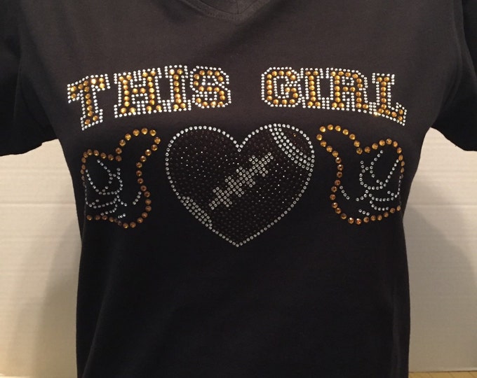 This Girl Loves Football - Football Bling Shirt