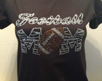 Football Mom Zebra Bling T-Shirt