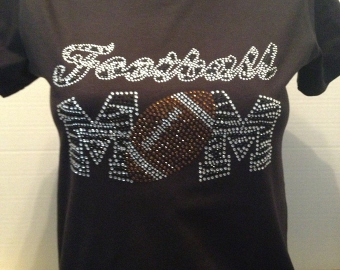 Football Mom Zebra Bling T-Shirt