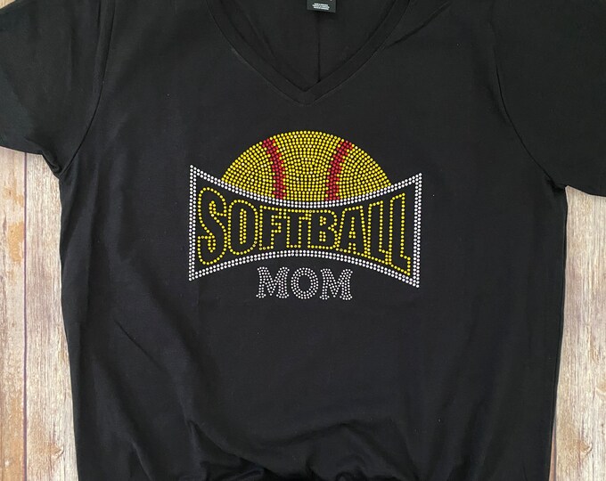 Softball Mom Arch Rhinestone Shirt