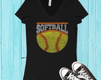 Softball Half Arch Rhinestone Tee
