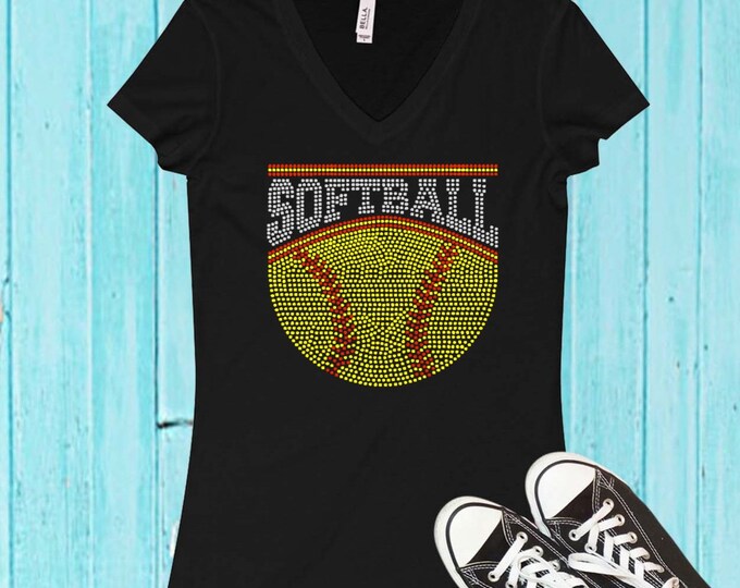 Softball Half Arch Rhinestone Tee