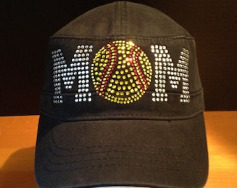 Softball Mom Embellished Military Style Cadet Hat