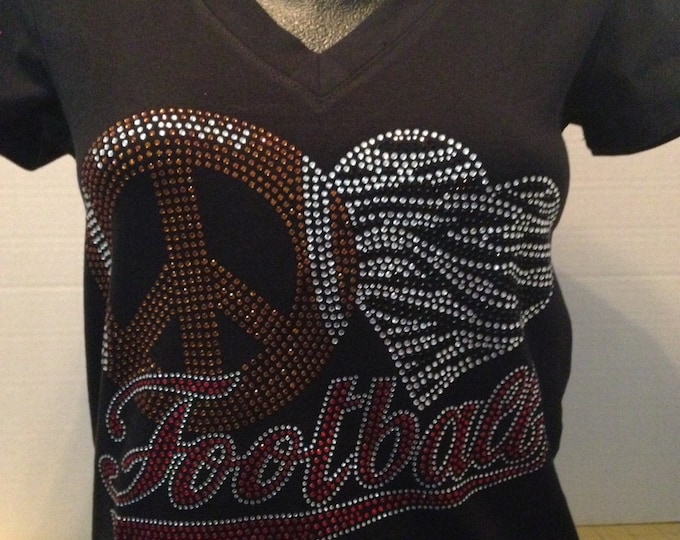 Peace-Love-Football Zebra Bling Shirt