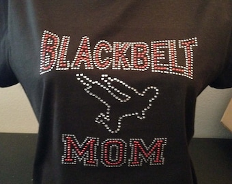 Blackbelt Mom Custom Bling T-Shirt