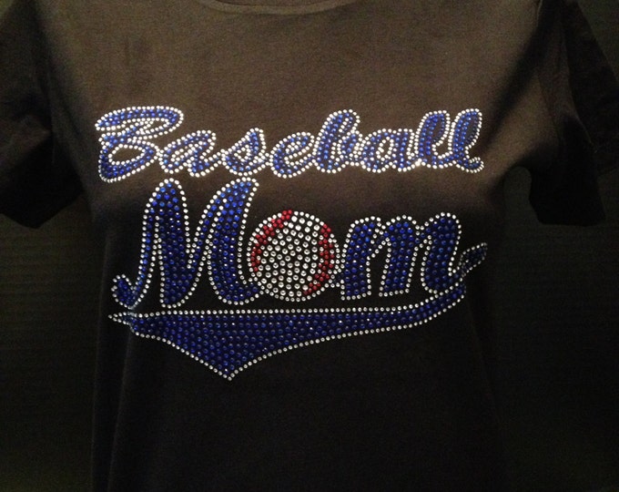 Baseball Mom Custom Bling T-Shirt | Customize the Stone Color