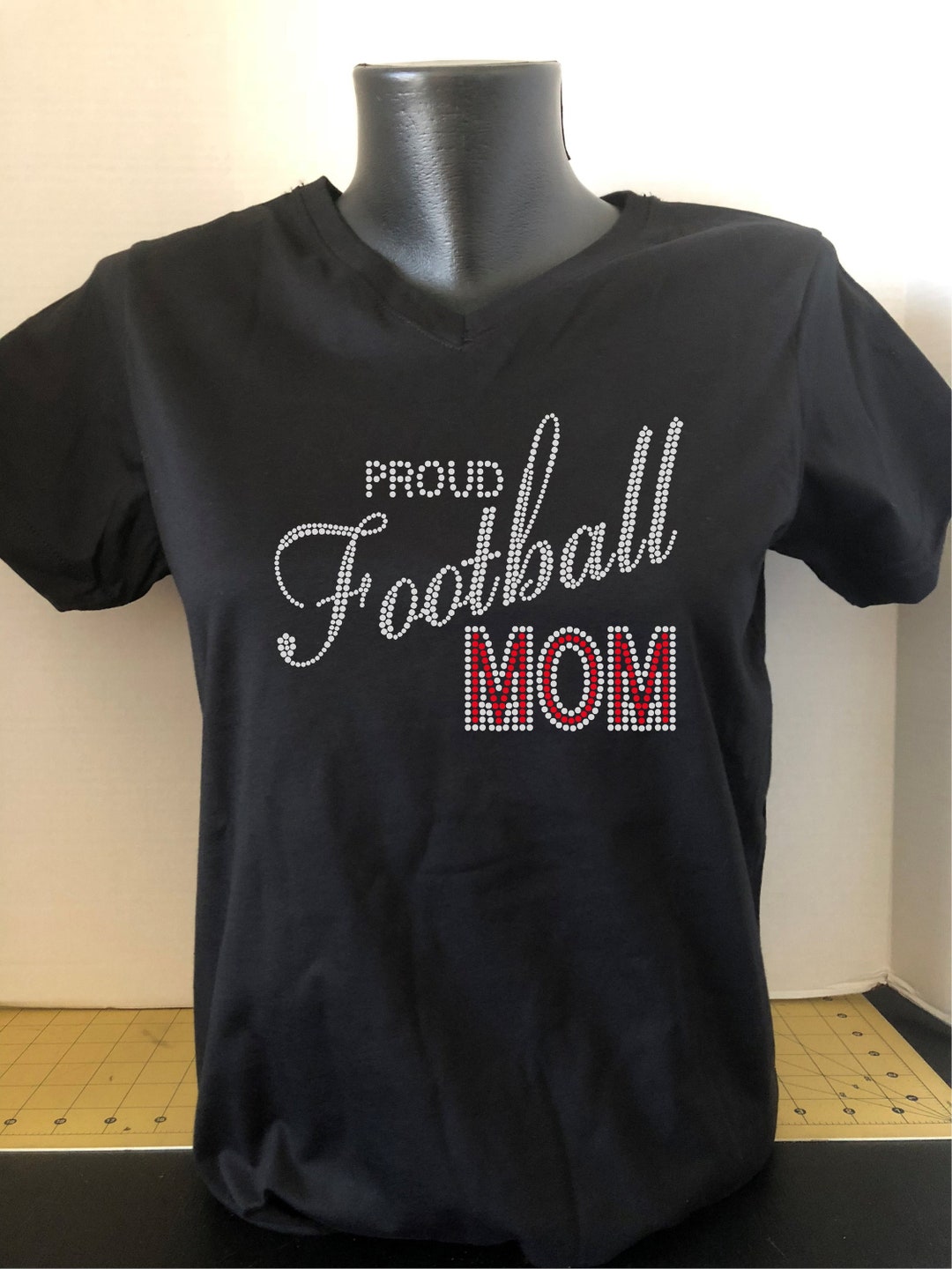Proud Football Mom Rhinestone Shirt Football Bling Shirt Etsy
