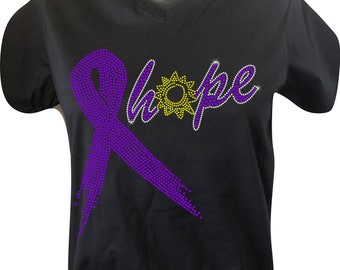 Pancreatic Cancer Awareness - Hope Shines Bling Shirt