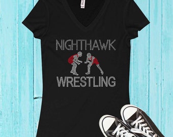 Custom Wrestling Rhinestone Shirt | Customize the Team Name | Customize the Stone Color