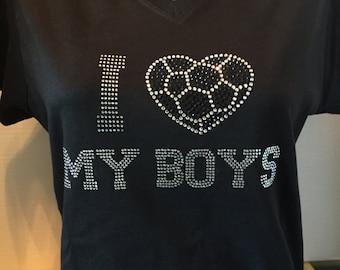 I Love My Boys - Soccer Mom Bling Shirt