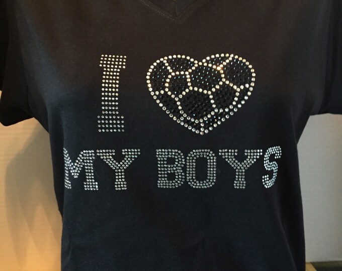 I Love My Boys - Soccer Mom Bling Shirt