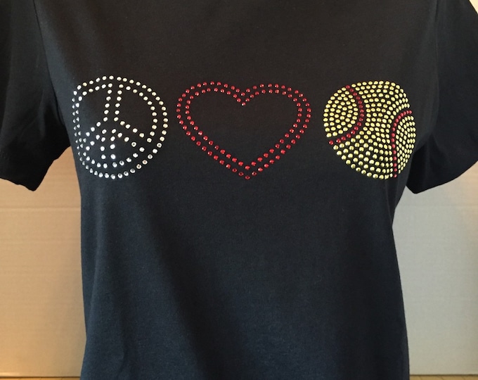 Peace-Love-Softball Bling Shirt
