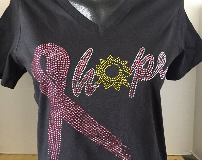 Hope Shines Bling Shirt - Breast Cancer Awareness Shirt