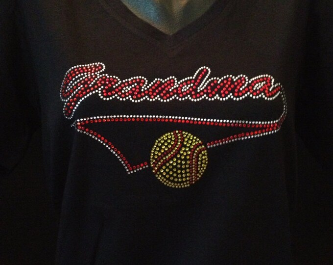 Sports Grandma Bling T-Shirt - Customize the Rhinestone Colors and Sport Ball