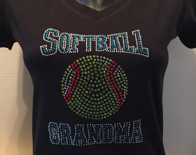Softball Grandma Bling T-Shirt | Customize the Stone Color