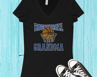 Basketball Grandma Bling T-Shirt (Customize the Stone Color)