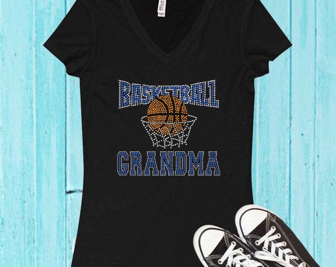 Basketball Grandma Bling T-Shirt (Customize the Stone Color)
