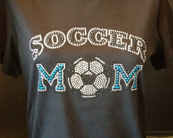 Soccer Mom Turquoise and Clear Bling Shirt