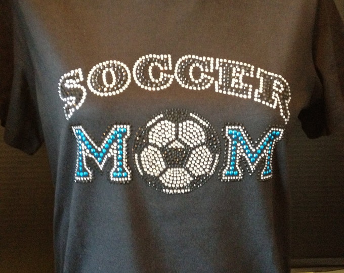 Soccer Mom Turquoise and Clear Bling Shirt